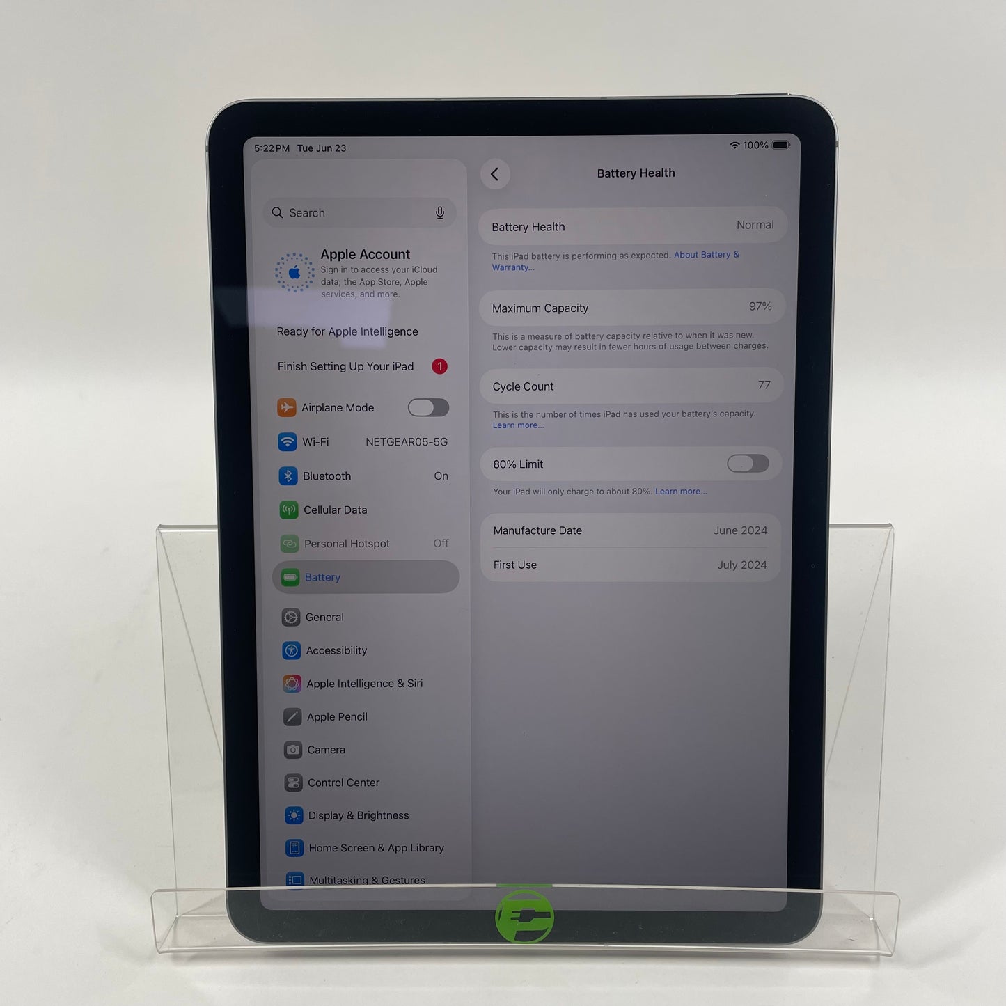 Unlocked Apple iPad Air 11" M2 128GB Space Gray MUXD3LL/A