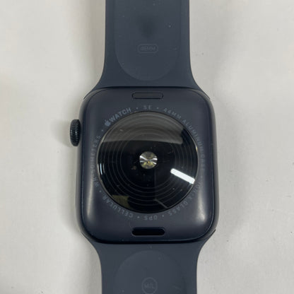 Unlocked Apple Watch SE 3 44MM Midnight Aluminum Blue Sports Band MEPJ4LW/A